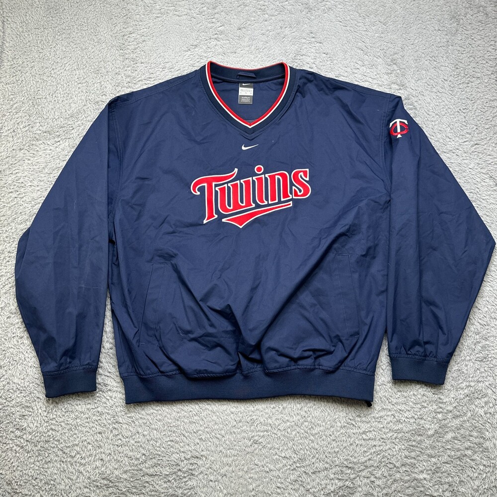 Nike Minnesota Twins Jacket Mens XL Blue Center Swoosh Pullover MLB